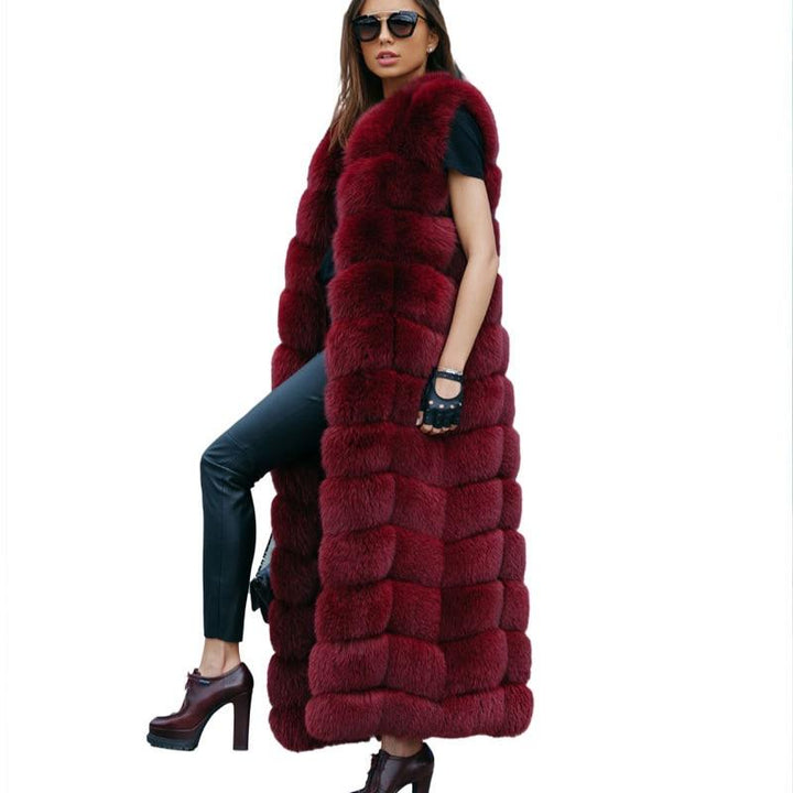 Luxury Extra Long Faux Fur Vest - Long Winter Faux Fur Gilet