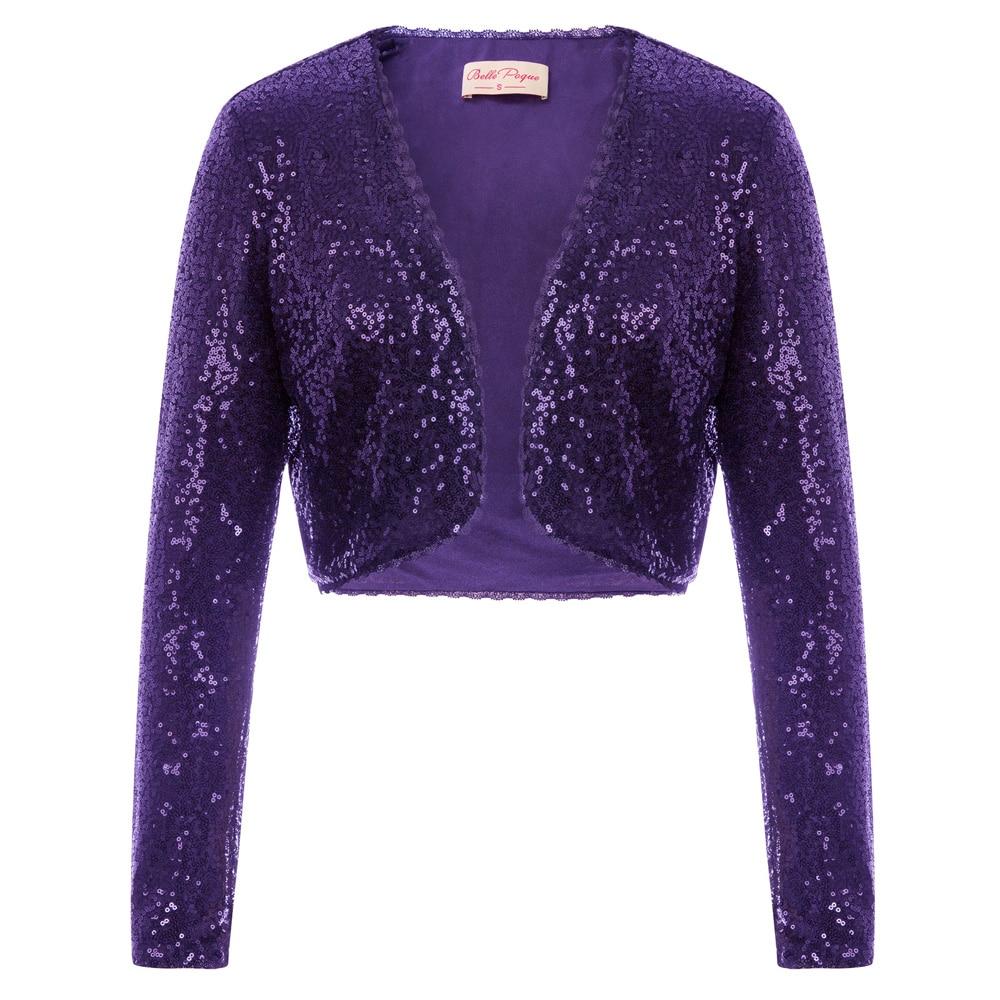 Sequin Shrug - Open Front Crop Jacket