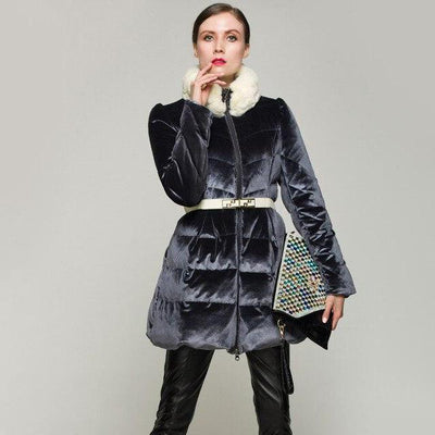 Velvet Coat With Contrast Faux Fur Collar