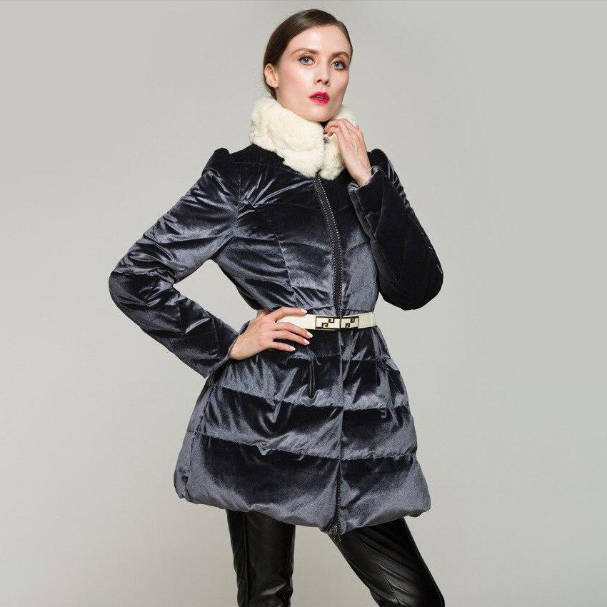 Velvet Coat With Contrast Faux Fur Collar