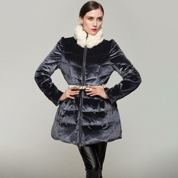 Velvet Coat With Contrast Faux Fur Collar