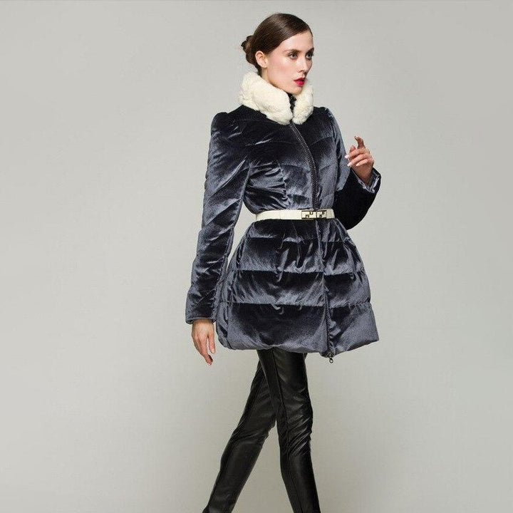Velvet Coat With Contrast Faux Fur Collar