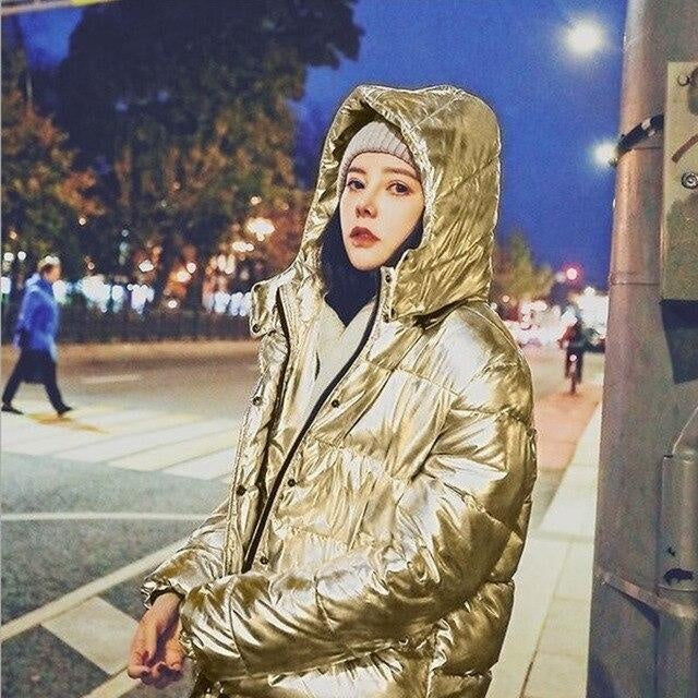 Metallic Puffer Jacket - Silver