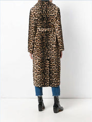Leopard Print Faux Fur Coat - Belted