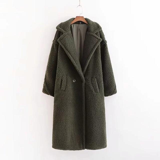 Faux Fur Teddy Long Coat - Oversized Style