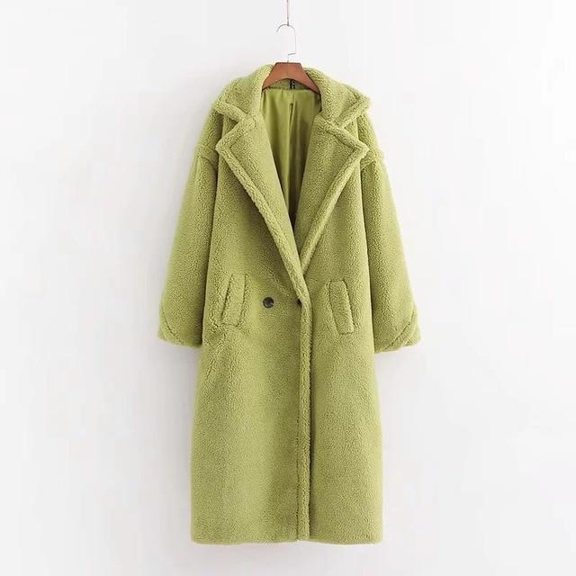 Faux Fur Teddy Long Coat - Oversized Style