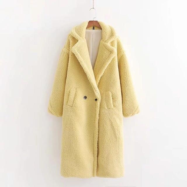 Faux Fur Teddy Long Coat - Oversized Style