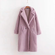 Faux Fur Teddy Long Coat - Oversized Style