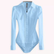 Elegant Women Office Lady White BodyShirt - MomyMall blue / M