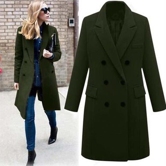 Casual Wool Long Coat - Plus Size