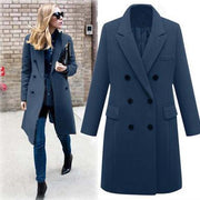 Casual Wool Long Coat - Plus Size