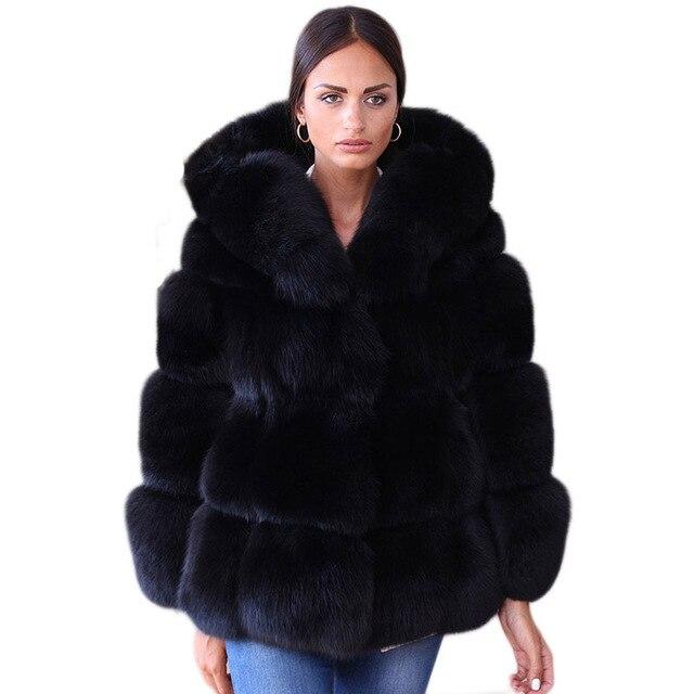 Oversized Faux Fur Coat With Hood