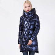 Wet Look Coat - Hooded Long Winter Warm
