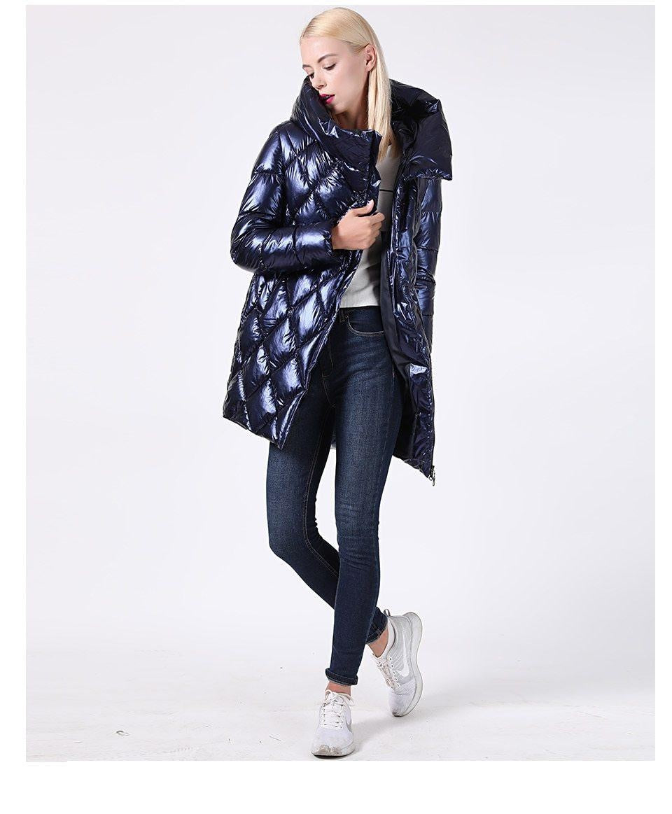 Wet Look Coat - Hooded Long Winter Warm