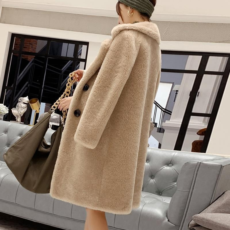 Winter Faux Fur Coat - Turn Down Collar