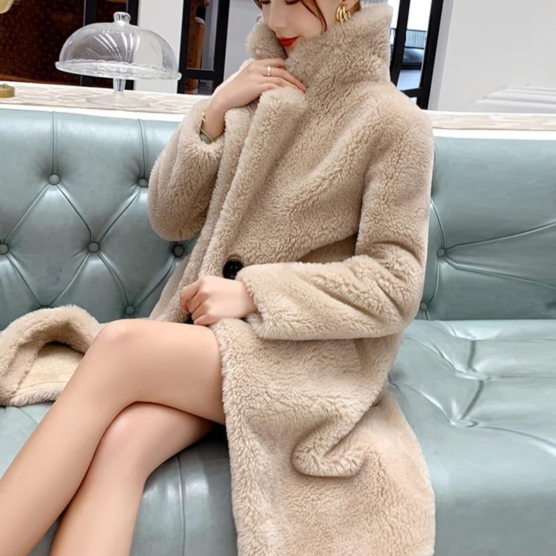 Winter Faux Fur Coat - Turn Down Collar