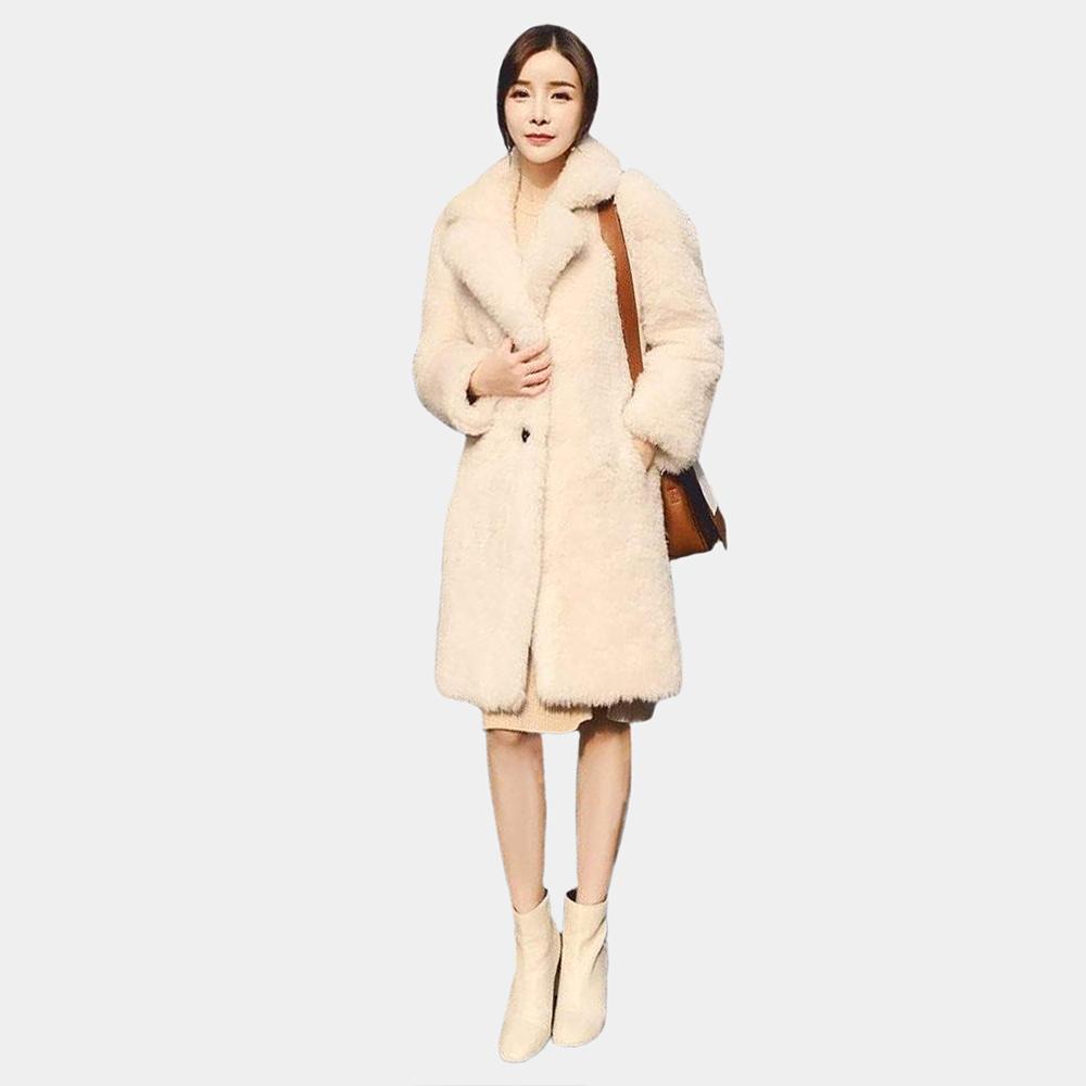 Winter Faux Fur Coat - Turn Down Collar