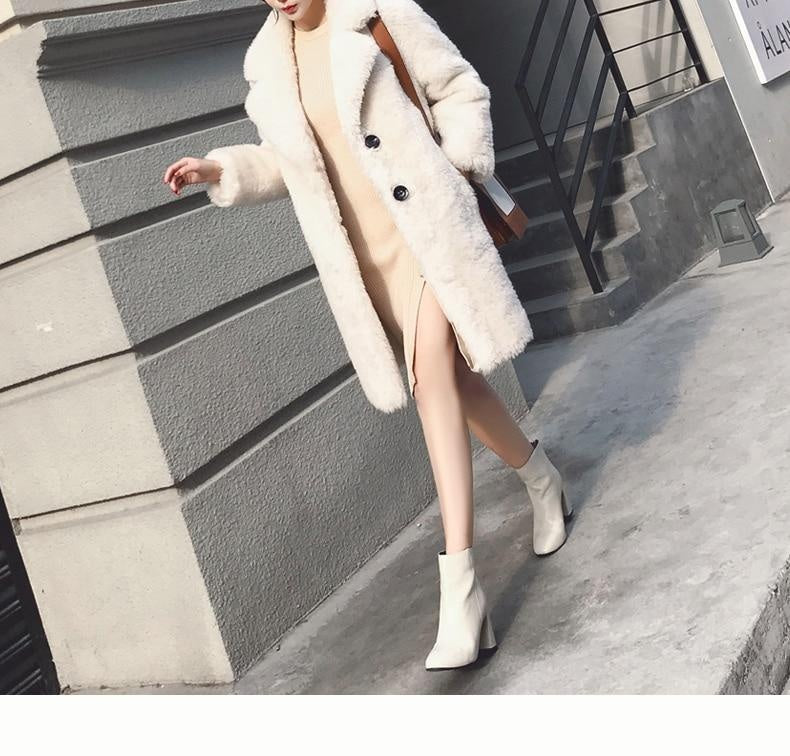 Winter Faux Fur Coat - Turn Down Collar