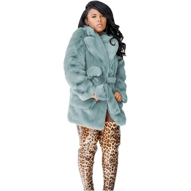 Luxurious Faux Fur Coat With Self Tie Belt