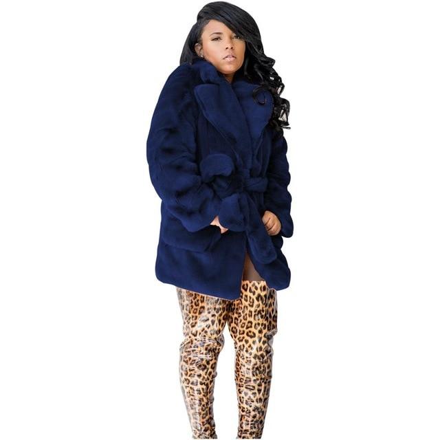 Luxurious Faux Fur Coat With Self Tie Belt