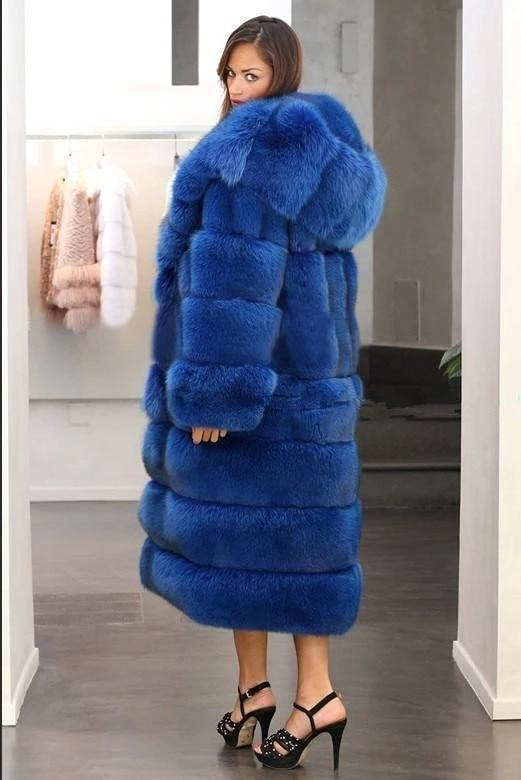 Long Faux Fur Coat - Winter Hooded Panel Coat