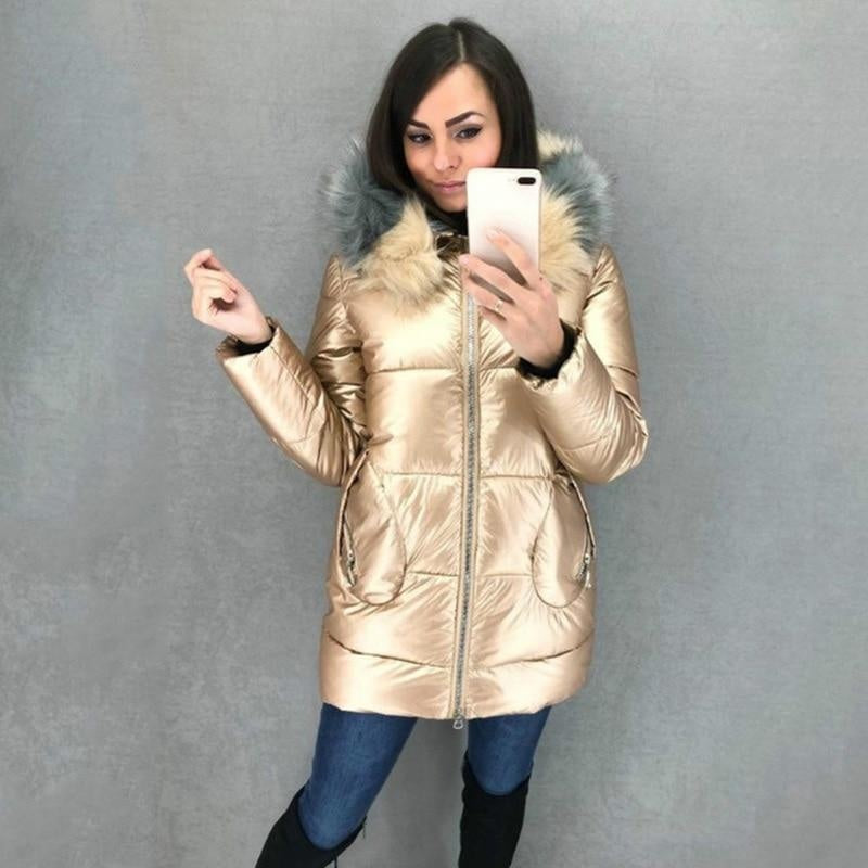 Long Puffer Coat With Big Fur Hood