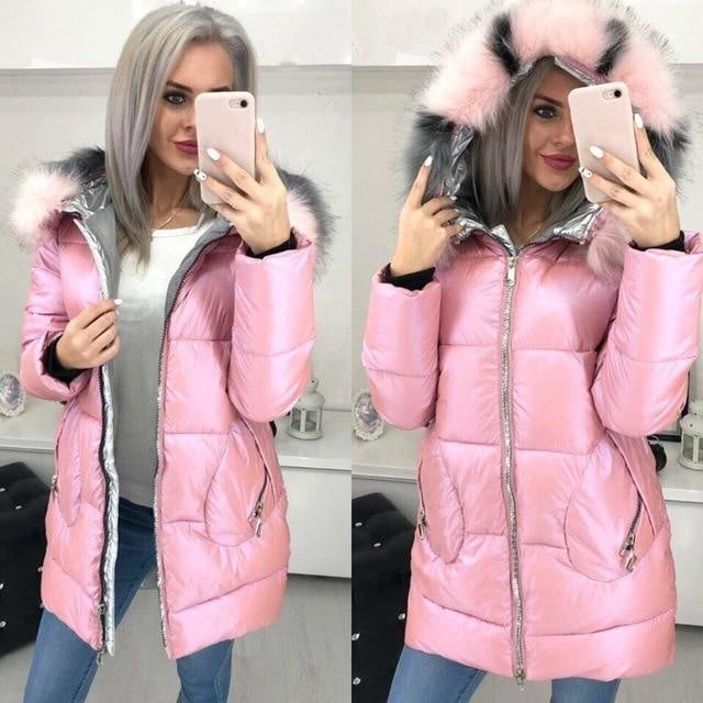 Long Puffer Coat With Big Fur Hood