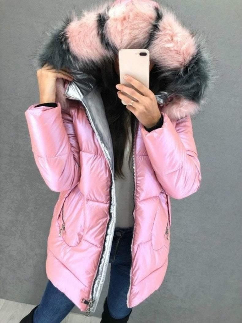 Long Puffer Coat With Big Fur Hood