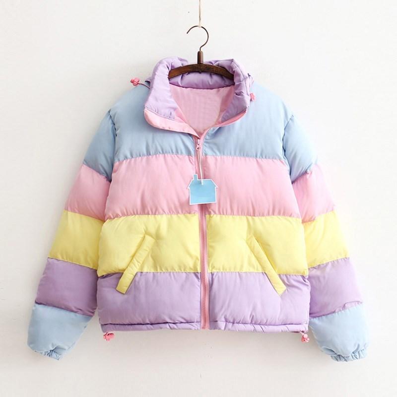 Rainbow Stripe Puffer Jacket