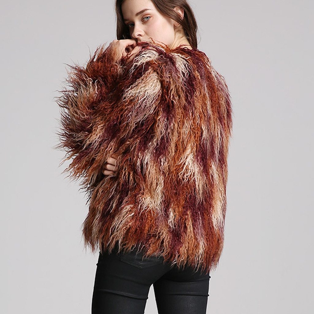 Multicolour Fluffy Faux Fur Short Coat