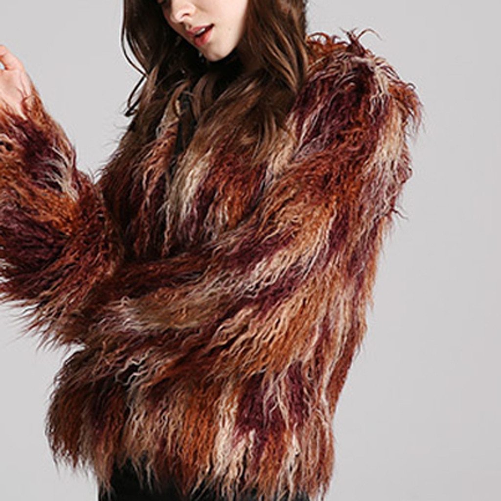 Multicolour Fluffy Faux Fur Short Coat