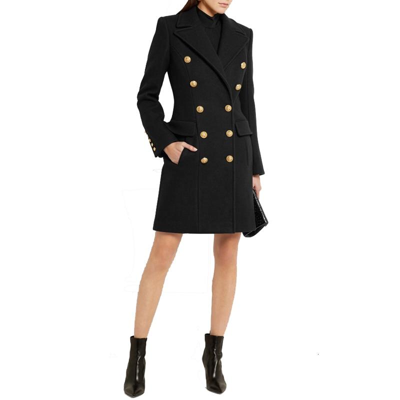 Double Breasted Trench Coat With Gold Lion Buttons