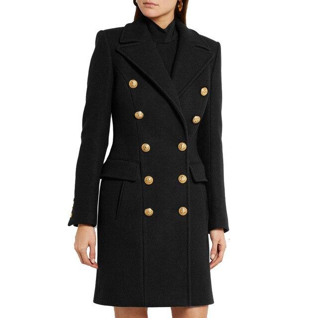 Double Breasted Trench Coat With Gold Lion Buttons