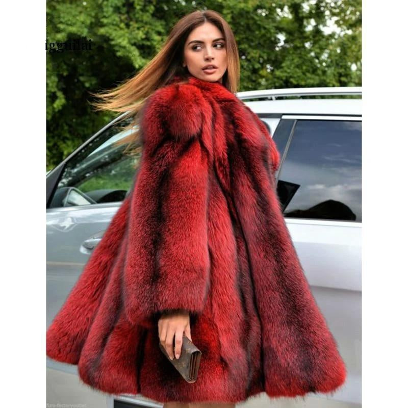 Faux Fur Vintage Coat - Stripe