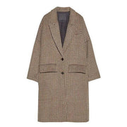 Long Sleeve Tweed Coat - Brown