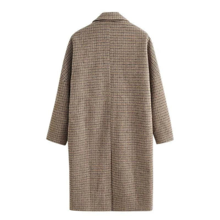 Long Sleeve Tweed Coat - Brown