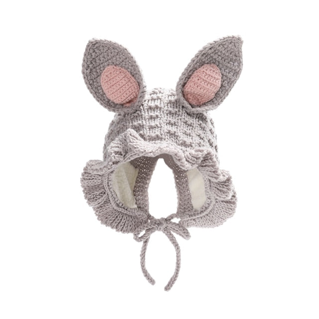 Bunny Ears Knitted Hat - MomyMall Gray / 6-24 Mo
