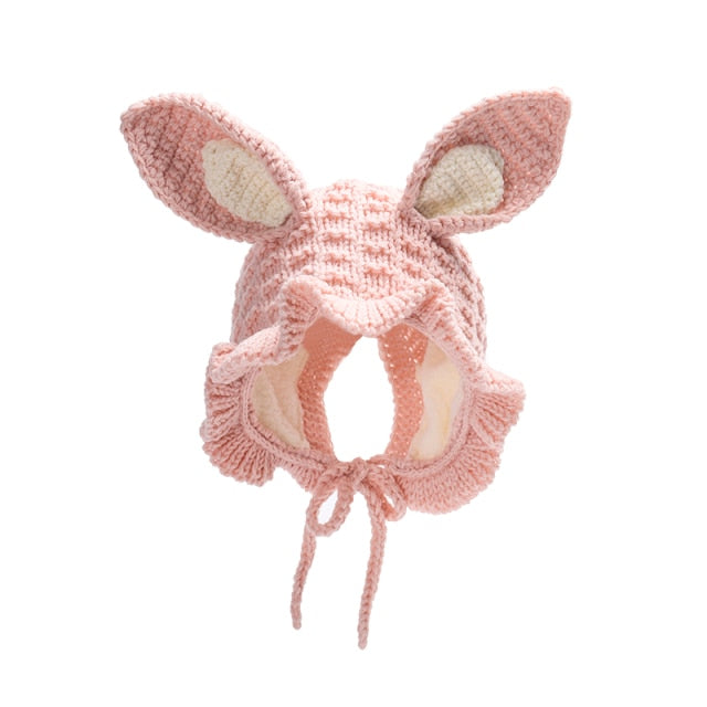 Bunny Ears Knitted Hat - MomyMall Pink / 6-24 Mo