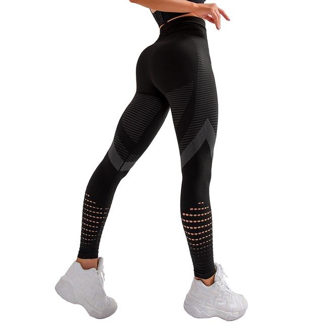 Gym Leggings - Laser Cut Out With High Waist Gym Leggings