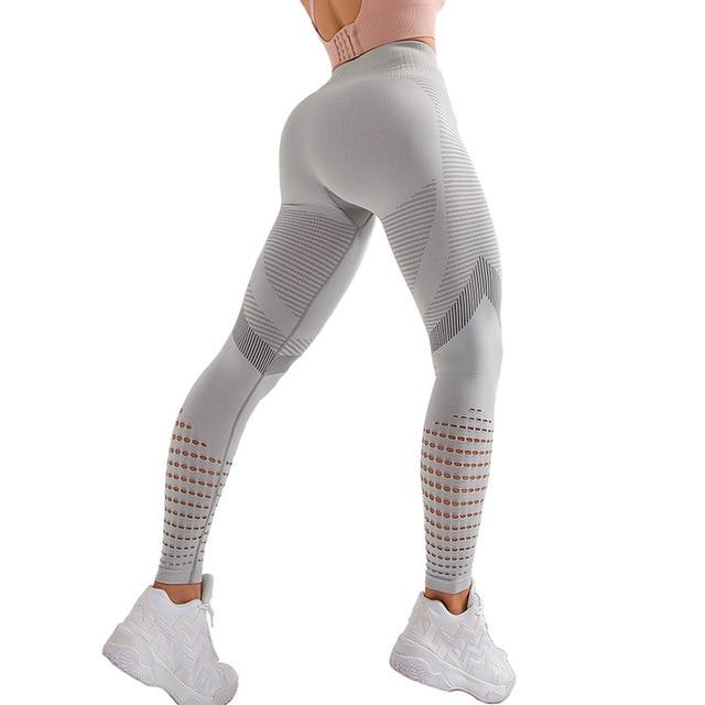 Gym Leggings - Laser Cut Out With High Waist Gym Leggings