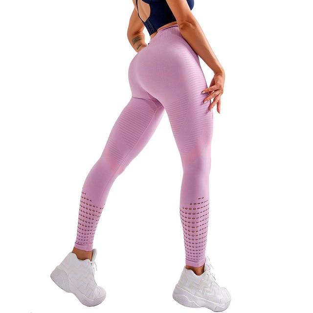 Gym Leggings - Laser Cut Out With High Waist Gym Leggings