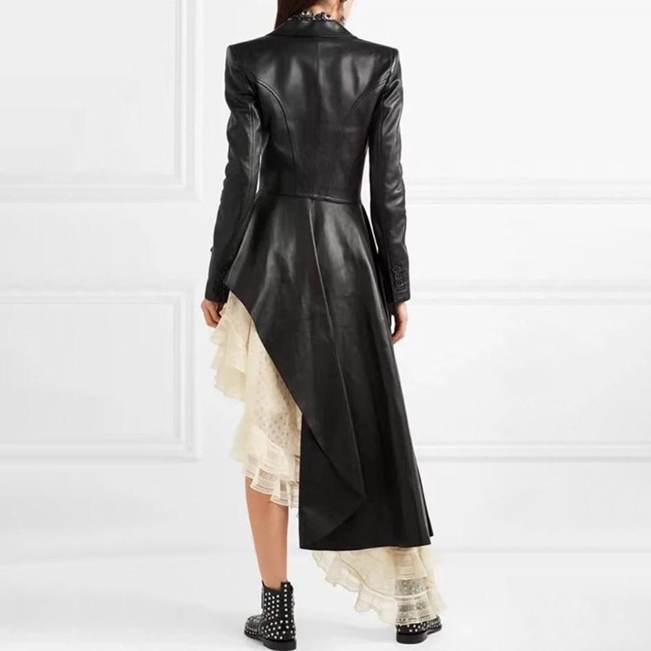 Asymmetric Hem Faux Leather Ruffled Jacket