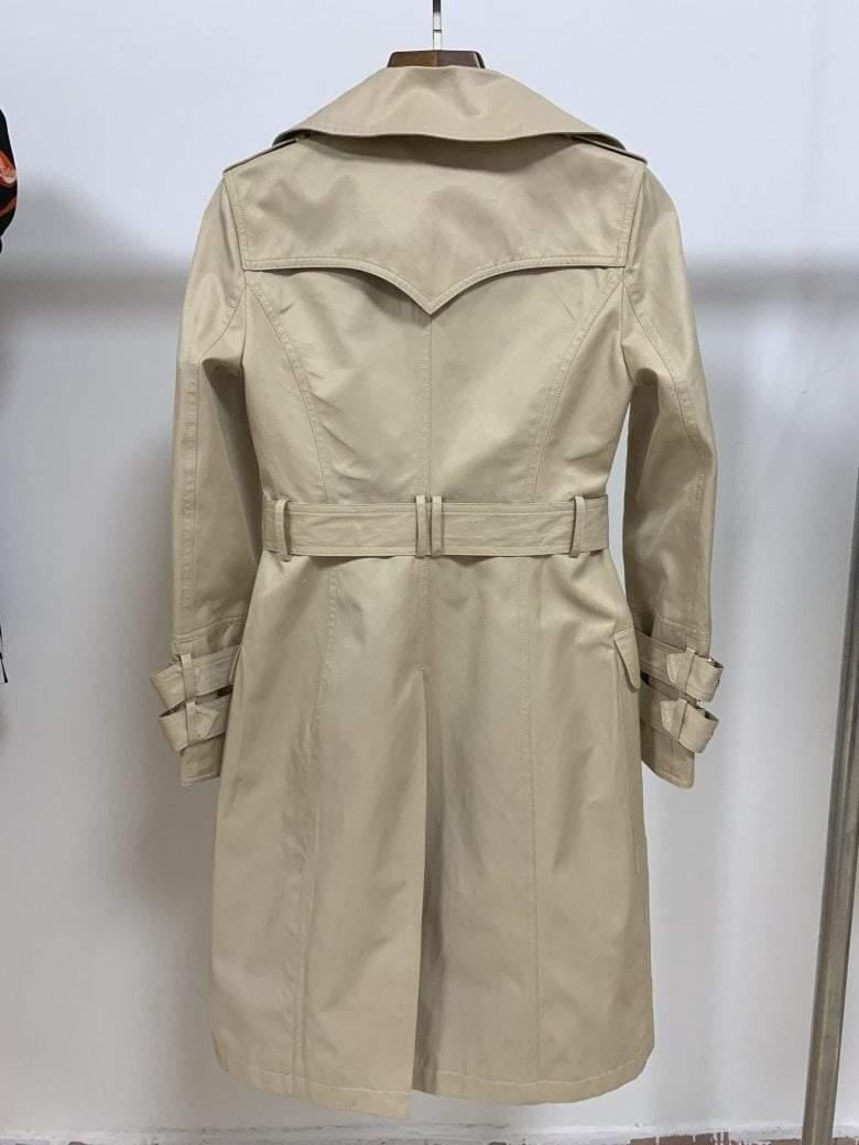 Double Breasted Belted Trench Coat With Lion Buttons