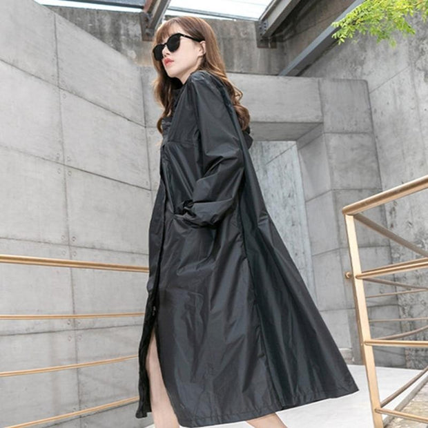 Long Waterproof Rain Coat With Hood - Light Raincoat