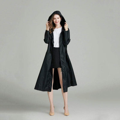 Long Waterproof Rain Coat With Hood - Light Raincoat