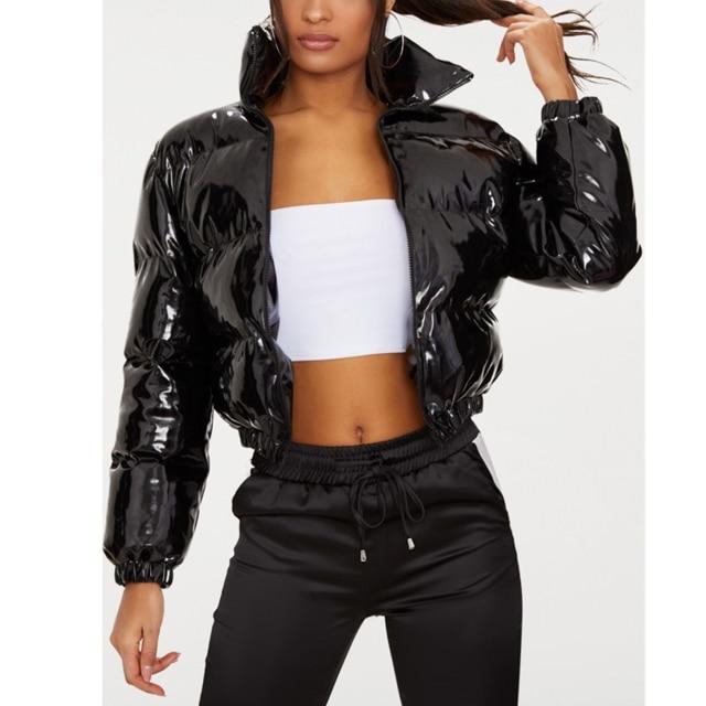 High Shine Cropped Jacket - Black