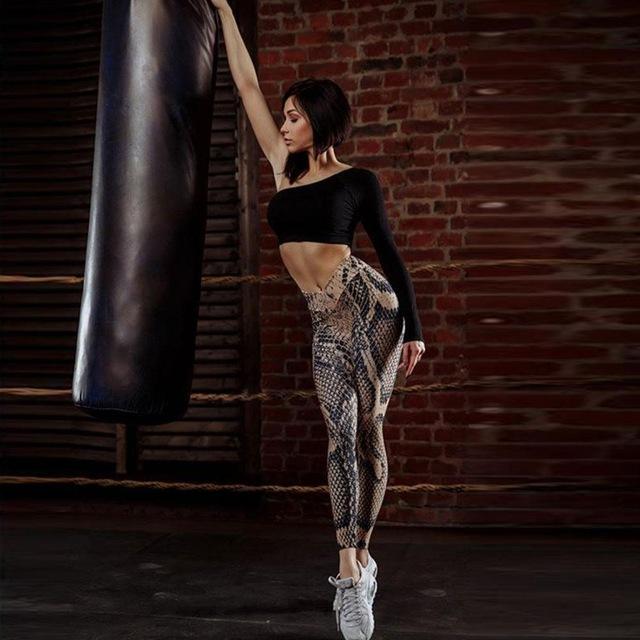 Snakeskin Leggings Print Workout Push Up