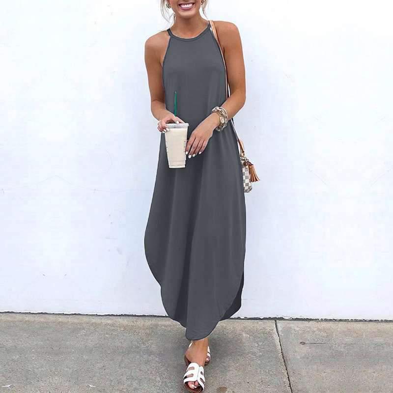 Sleeveless Asymmetrical Maxi Dress - Plus Size Dress