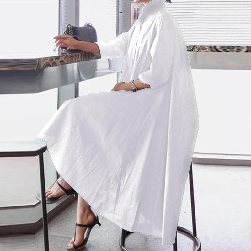 Oversized Shirt Dress - Plus Size Smock Dress - MomyMall WHITE / S