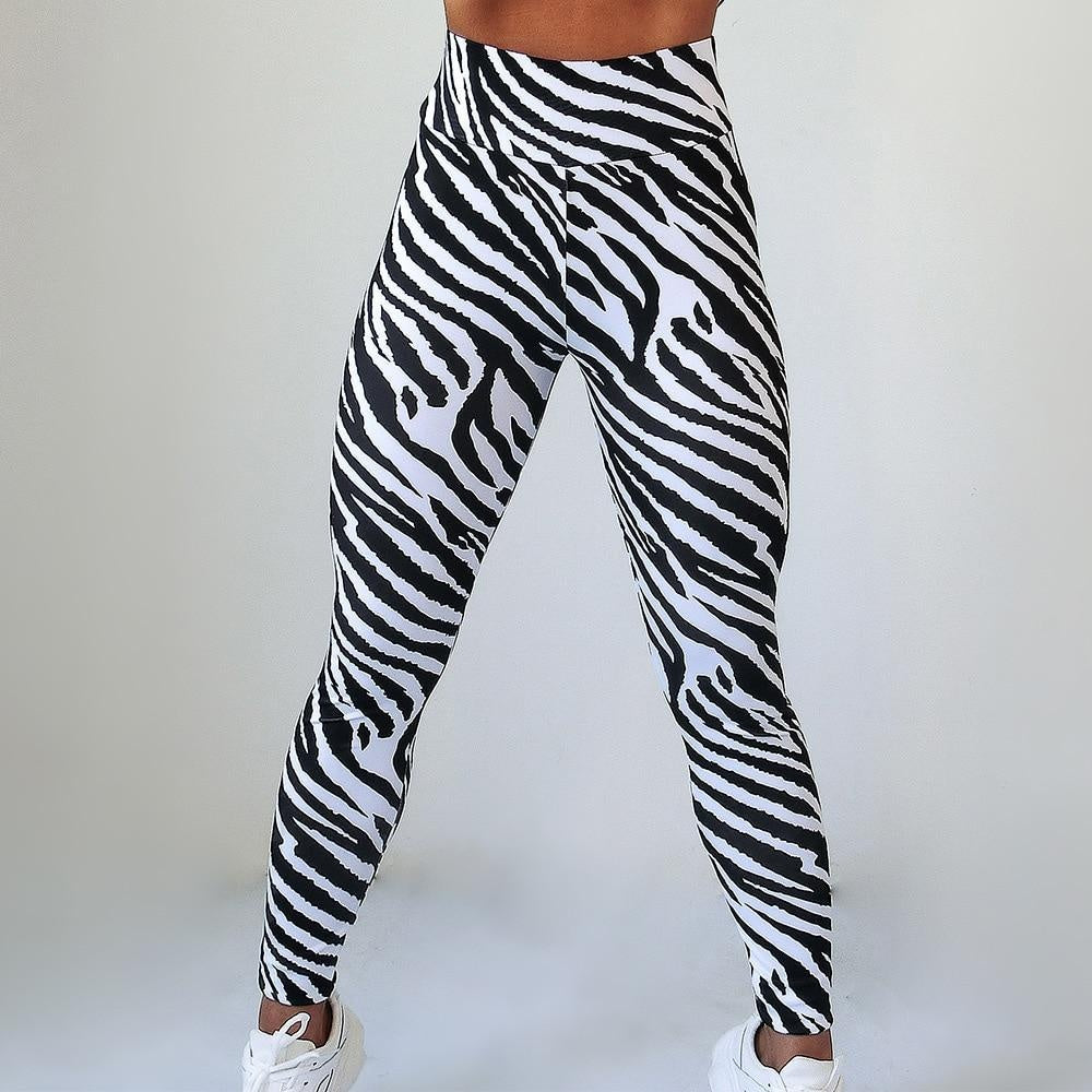 Zebra Print Quick Dry High Waist Gym Leggings - MomyMall